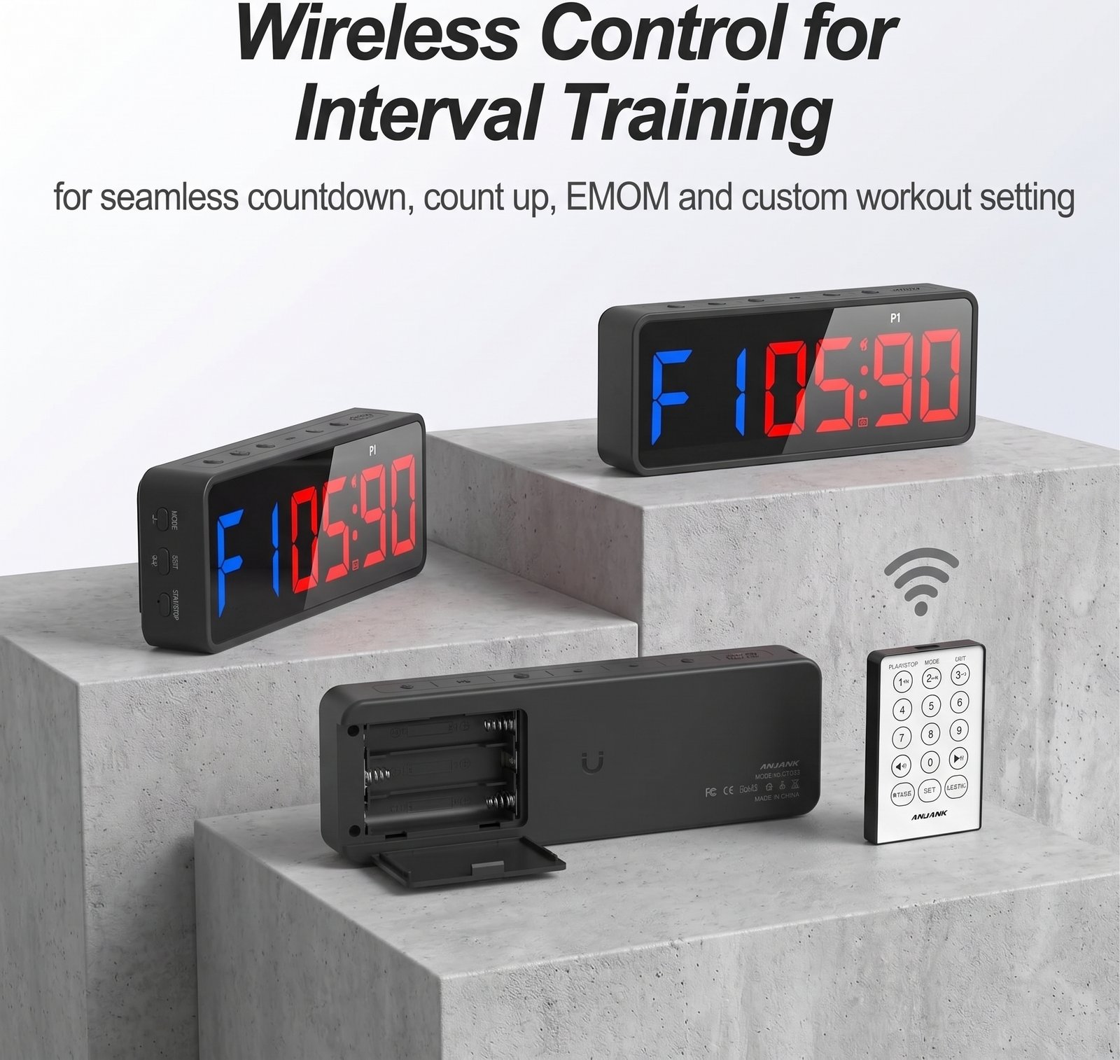 ANJANK gym timer with remote control and interval training modes